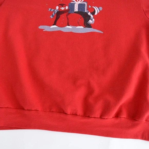 Vintage  Penningtons Red "Penguins  Presents" Festive Holiday Crewneck Sweater L - Picture 6 of 10